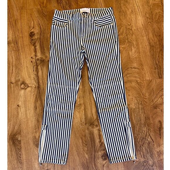 Current/Elliott navy white vertical pinstripe jeans - Picture 1 of 7